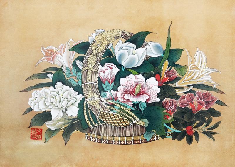 42臧乃文  花籃圖（仿宋）.jpg